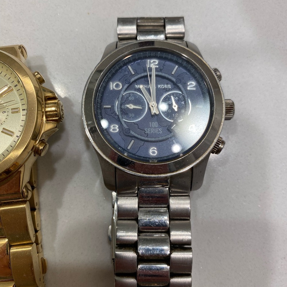 Michael Kors Silver Chronograph Watch with Blue Dial